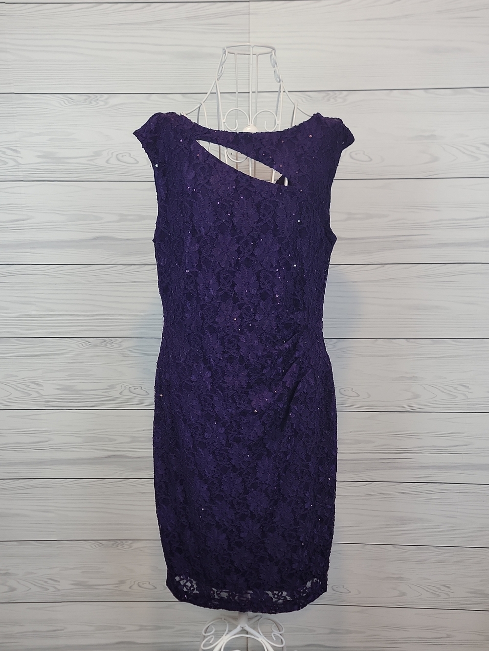 connected apparel Purple Lace Cocktail Sheath Dress Womens Size 10